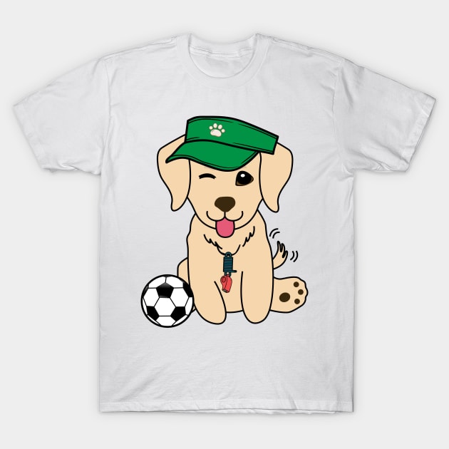 Golden Retriever Playing Soccer T-Shirt by Pet Station